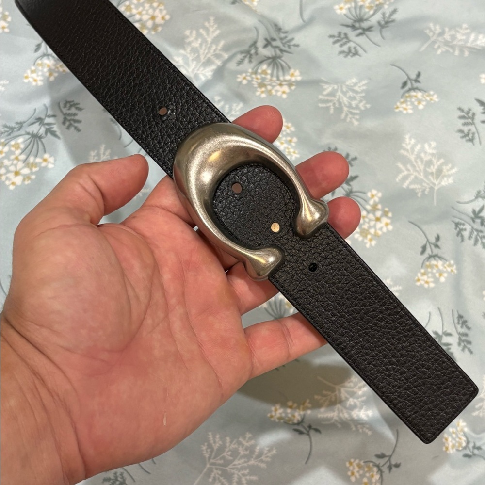 Men’s Brown/Black Reversible Coach Belt with Silver Buckle